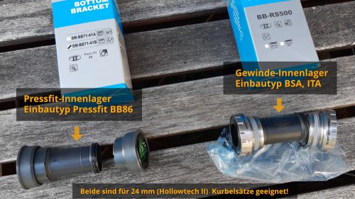 Shimano Tretlager Unterschied zwischen Pressfit und BSA / ITA